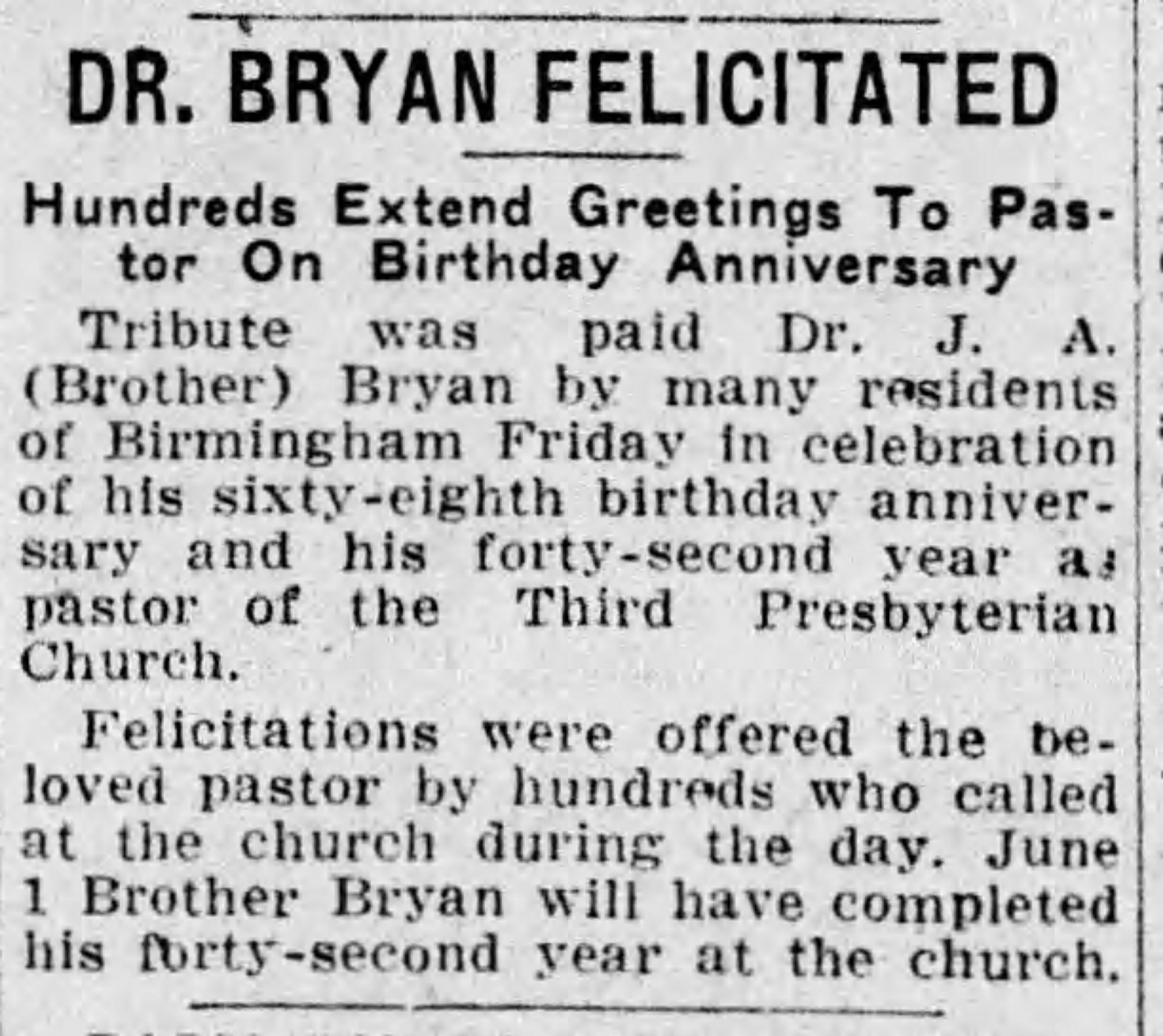 Dr. Bryan Felicitated